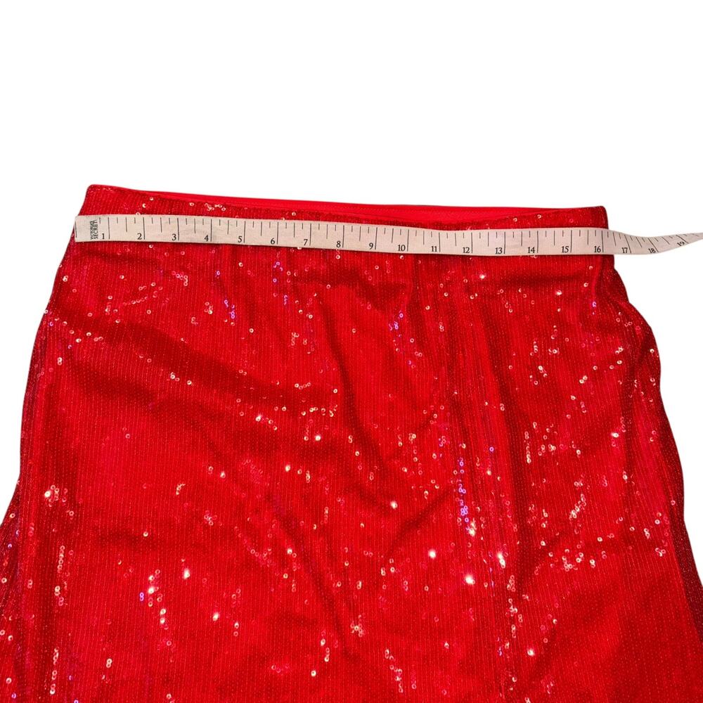 A New Day Sequin Midi Red Skirt Women’s M Dressy Wedding Guest Prom Date Night - Picture 7 of 9